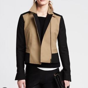 Banana Republic Black and Tan Two-Tone Moto Jacket